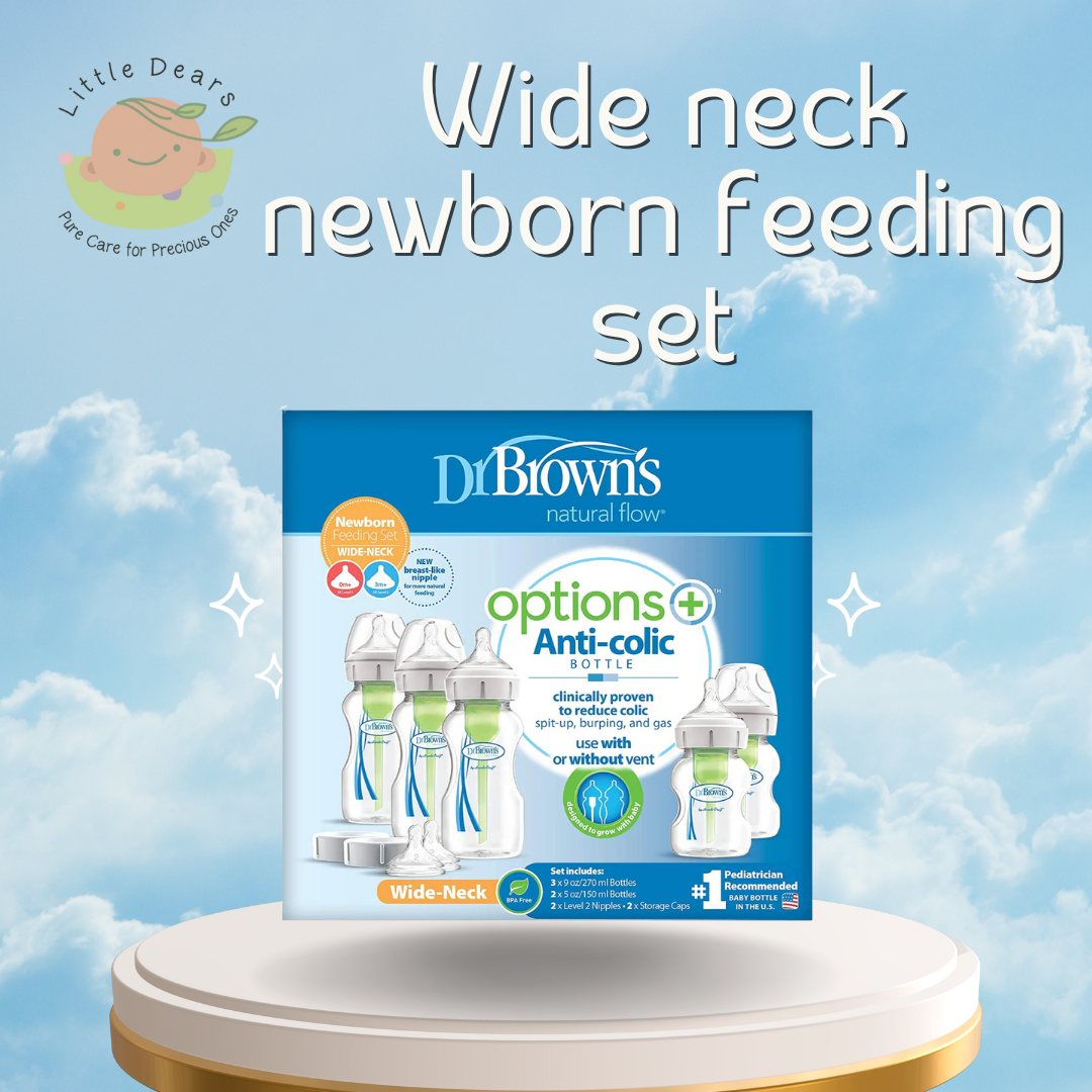 Wide neck newborn feeding set, clear