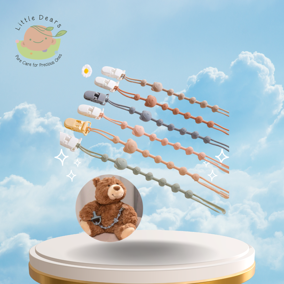 Silicone pacifier chains, with white clips, suitable for pacificier and  baby teething toys